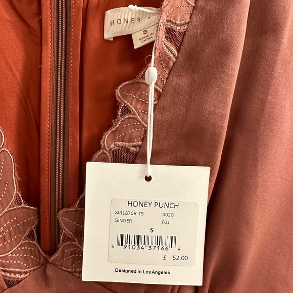 Honey Punch Romper Silk and Lace Size Small Ginger Color NWT - Picture 3 of 6